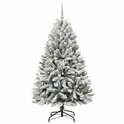 Künstlicher Weihnachtsbaum Grün und Weiß 150 cm PVC und Metall