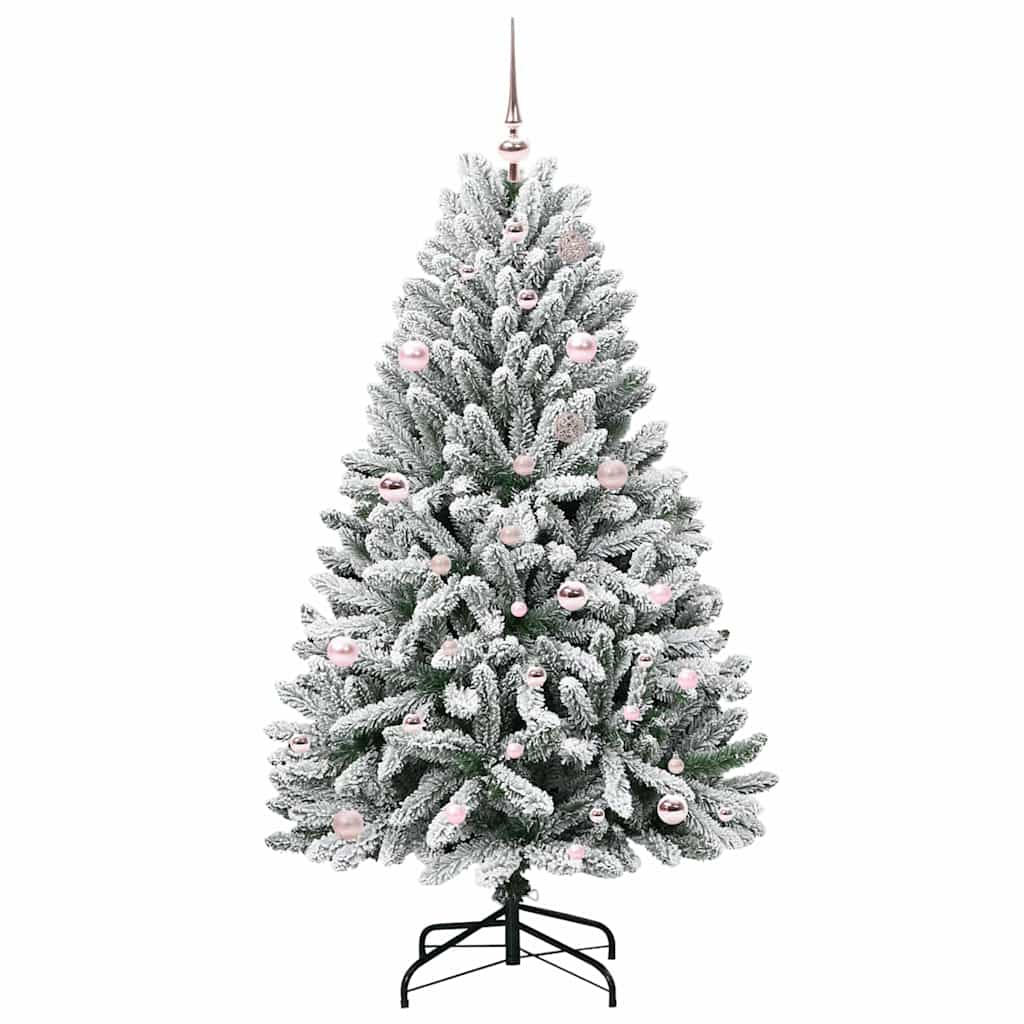 Künstlicher Weihnachtsbaum Grün und Weiß 150 cm PVC und Metall