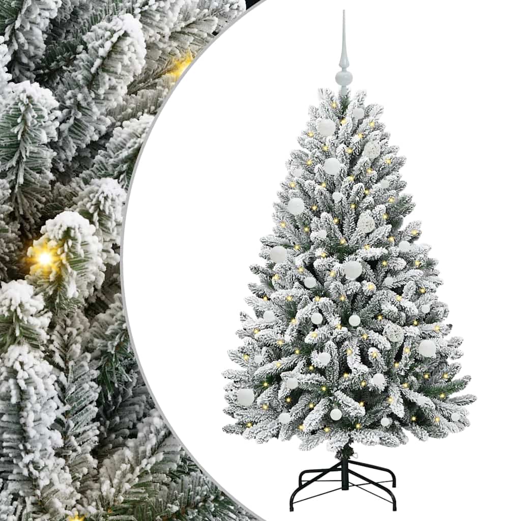 Künstlicher Weihnachtsbaum Grün und Weiß 150 cm PVC und Metall