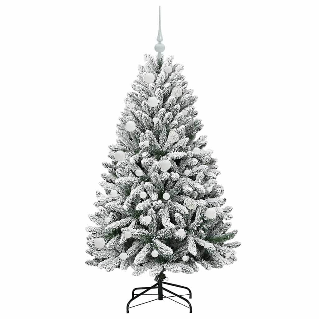 Künstlicher Weihnachtsbaum Grün und Weiß 150 cm PVC und Metall
