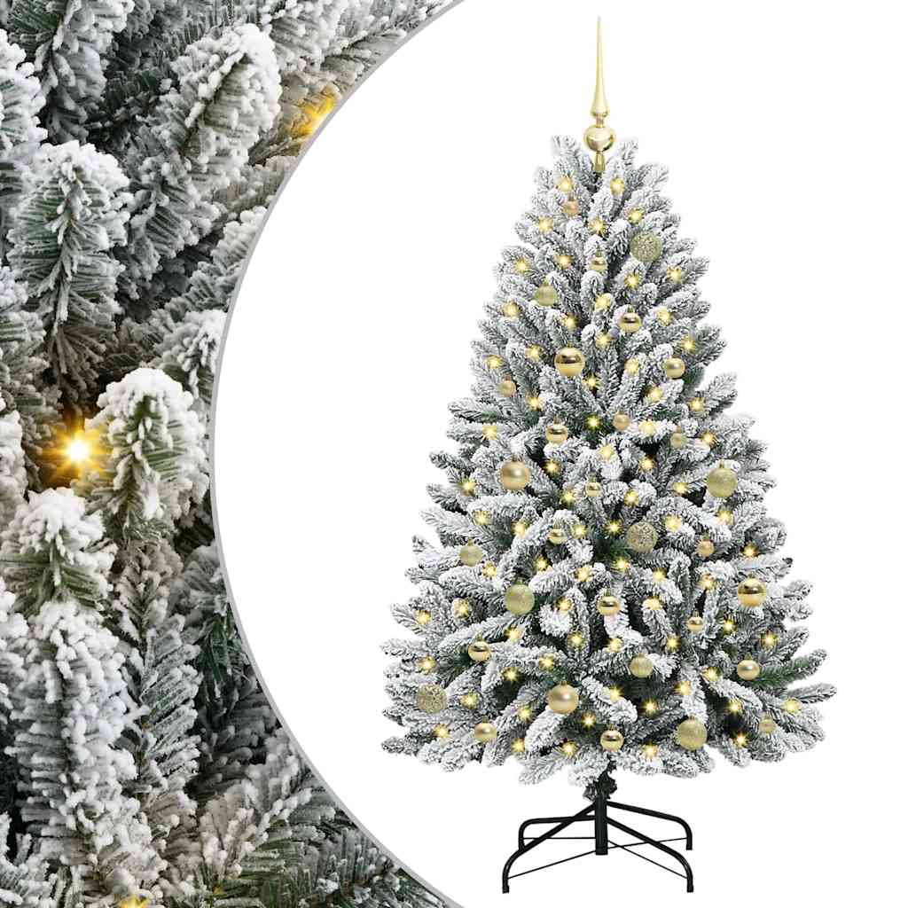 Künstlicher Weihnachtsbaum Grün und Weiß 150 cm PVC und Metall