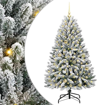 Künstlicher Weihnachtsbaum Grün und Weiß 150 cm PVC und Metall