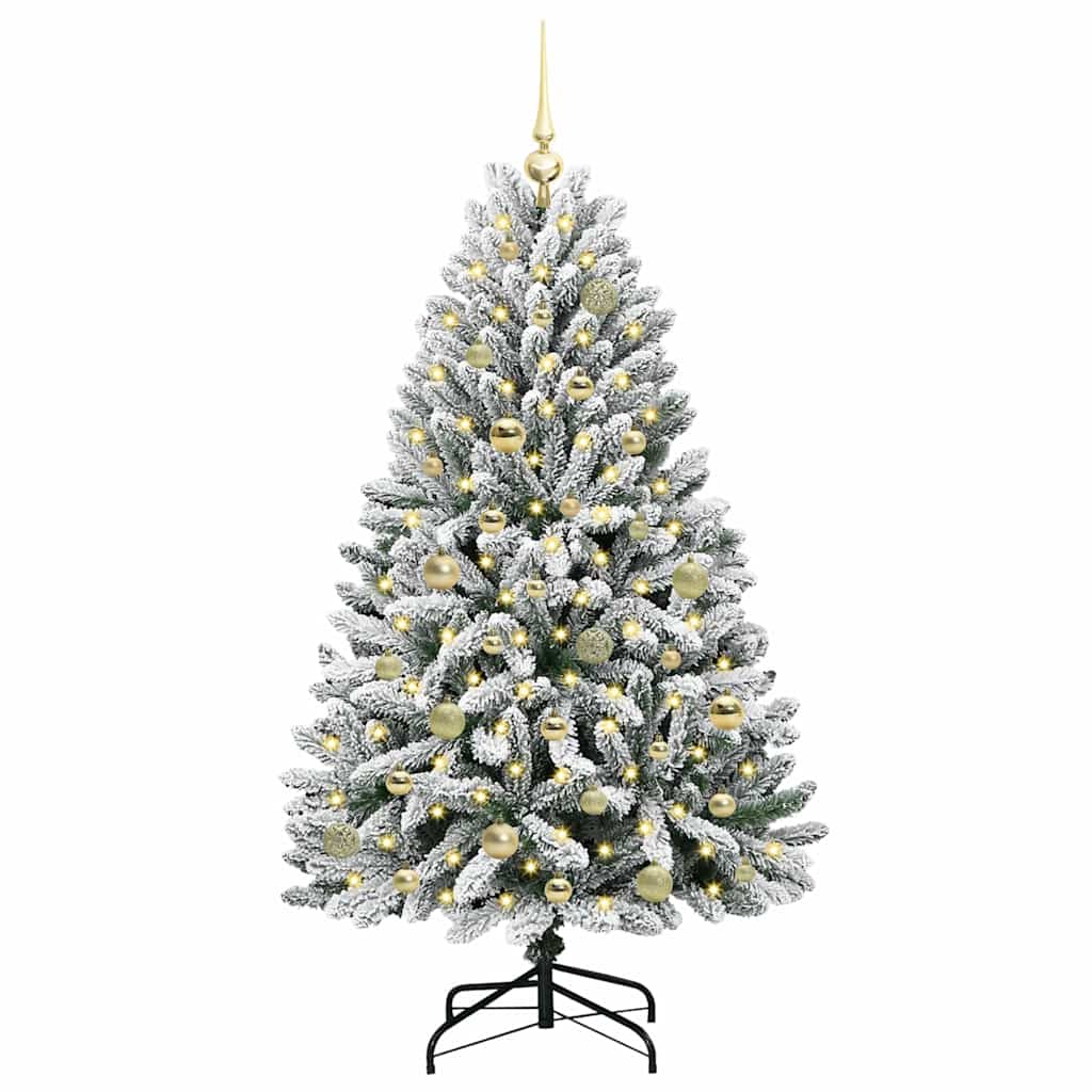 Künstlicher Weihnachtsbaum Grün und Weiß 150 cm PVC und Metall