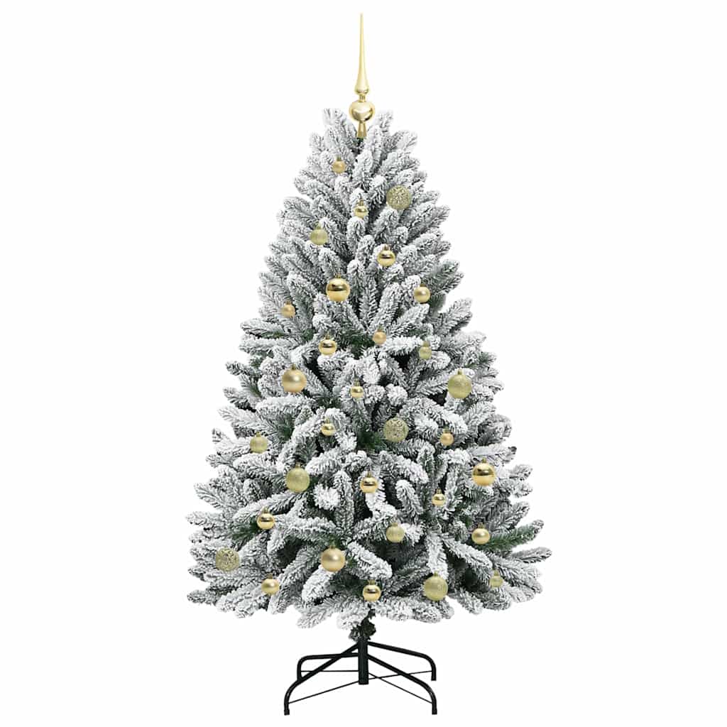 Künstlicher Weihnachtsbaum Grün und Weiß 150 cm PVC und Metall