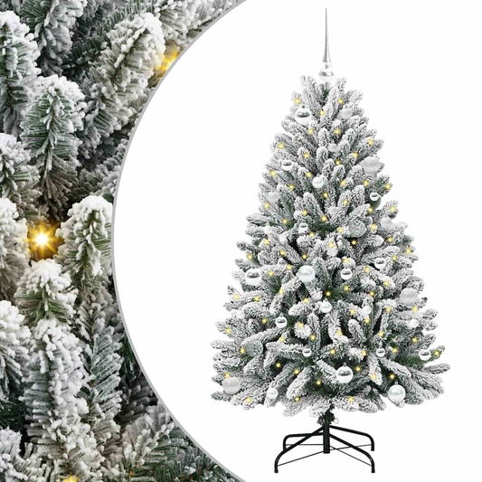 Künstlicher Weihnachtsbaum Grün und Weiß 150 cm PVC und Metall