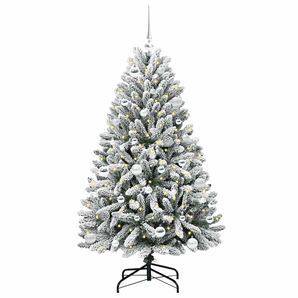 Künstlicher Weihnachtsbaum Grün und Weiß 150 cm PVC und Metall