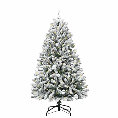 Künstlicher Weihnachtsbaum Grün und Weiß 150 cm PVC und Metall