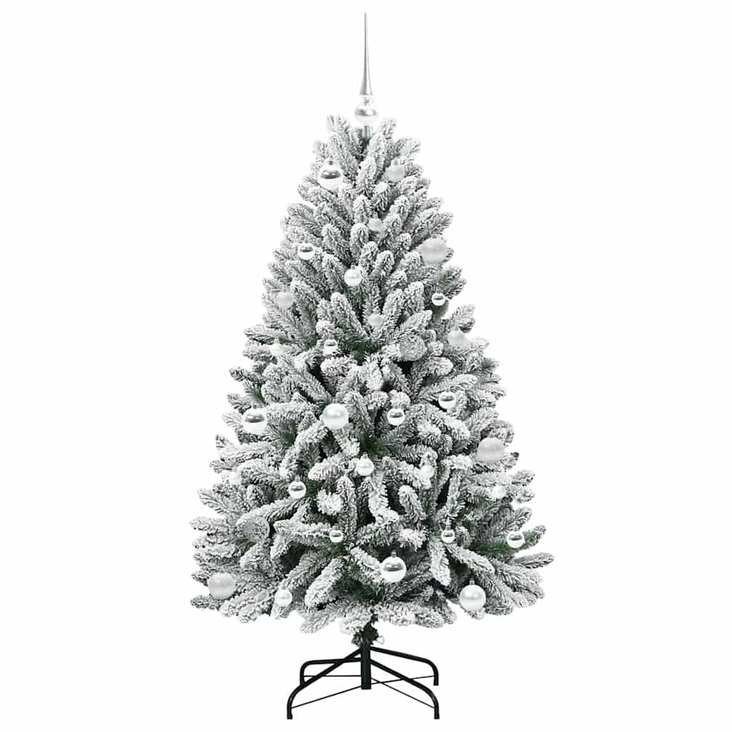 Künstlicher Weihnachtsbaum Grün und Weiß 150 cm PVC und Metall
