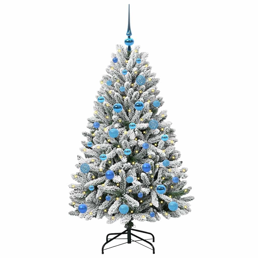 Künstlicher Weihnachtsbaum Grün und Weiß 150 cm PVC und Metall