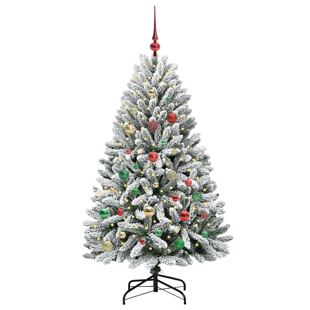 Künstlicher Weihnachtsbaum Grün und Weiß 150 cm PVC und Metall