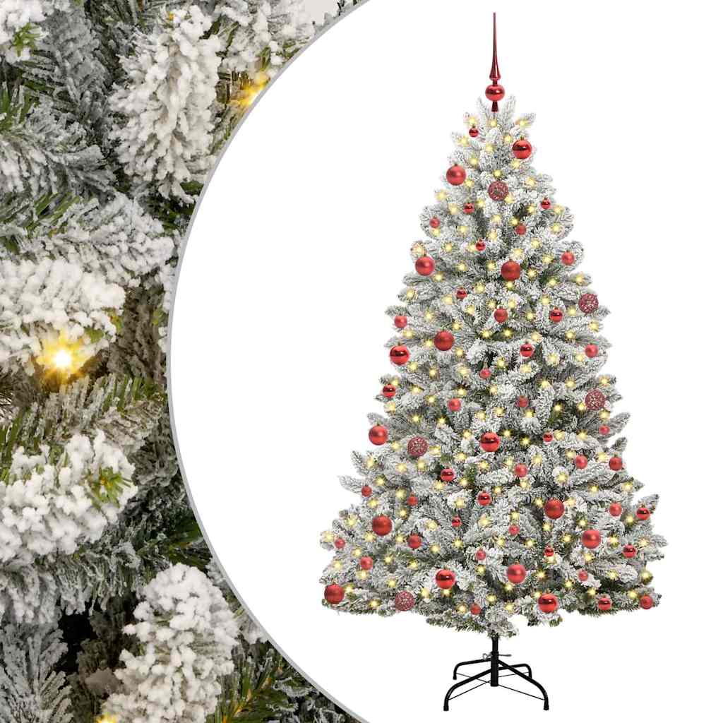 Künstlicher Weihnachtsbaum Grün und Weiß 180 cm PVC und Metall