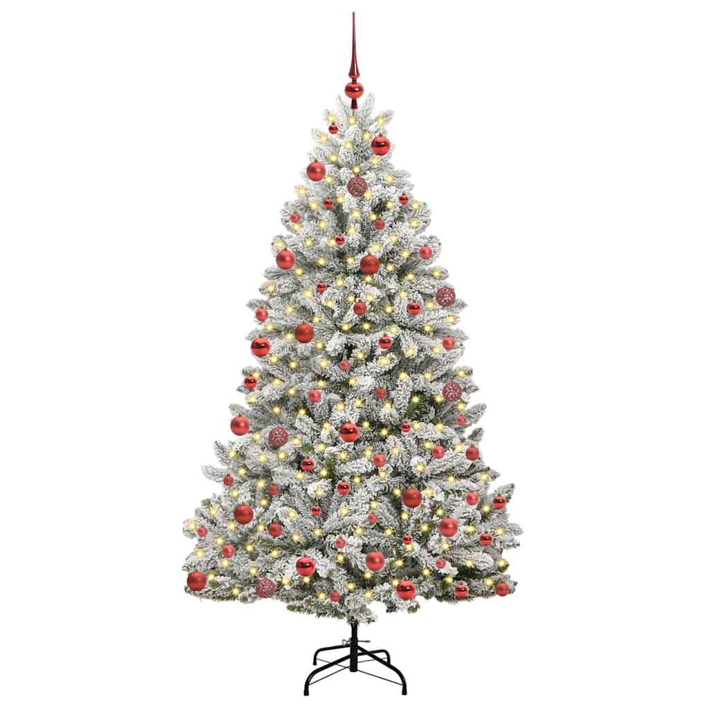 Künstlicher Weihnachtsbaum Grün und Weiß 180 cm PVC und Metall