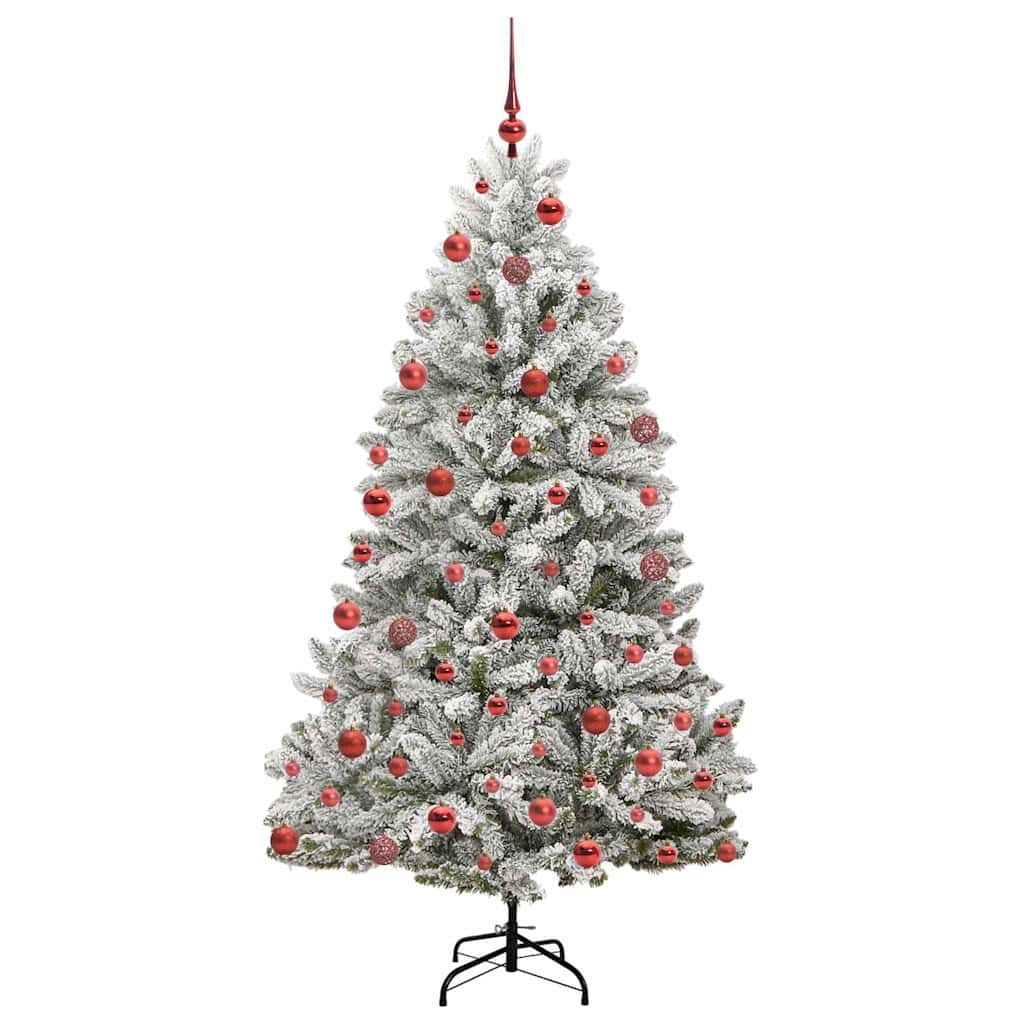 Künstlicher Weihnachtsbaum Grün und Weiß 180 cm PVC und Metall