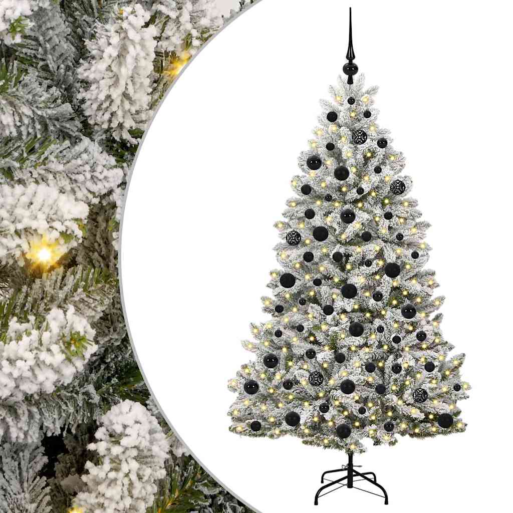 Künstlicher Weihnachtsbaum Grün und Weiß 180 cm PVC und Metall