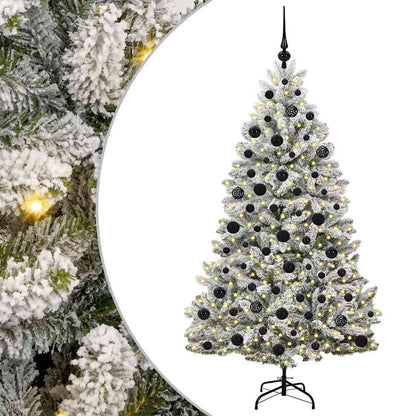 Künstlicher Weihnachtsbaum Grün und Weiß 180 cm PVC und Metall