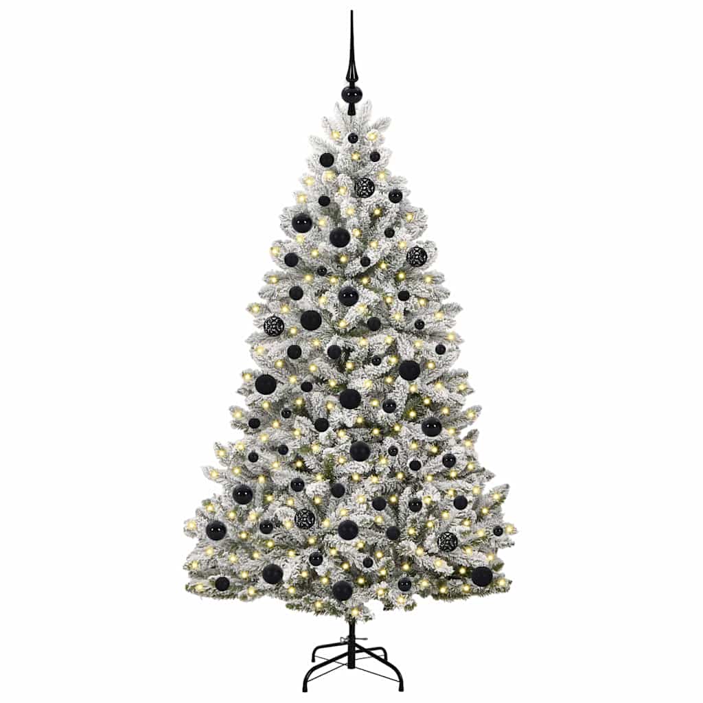 Künstlicher Weihnachtsbaum Grün und Weiß 180 cm PVC und Metall