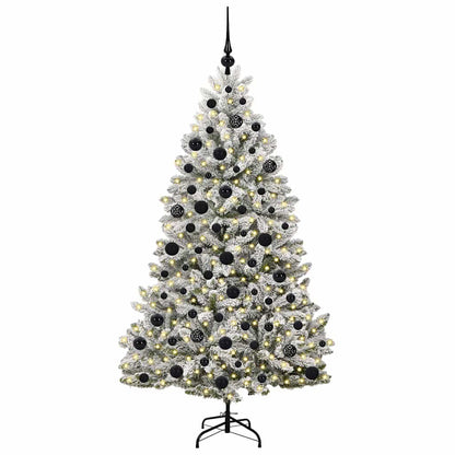 Künstlicher Weihnachtsbaum Grün und Weiß 180 cm PVC und Metall