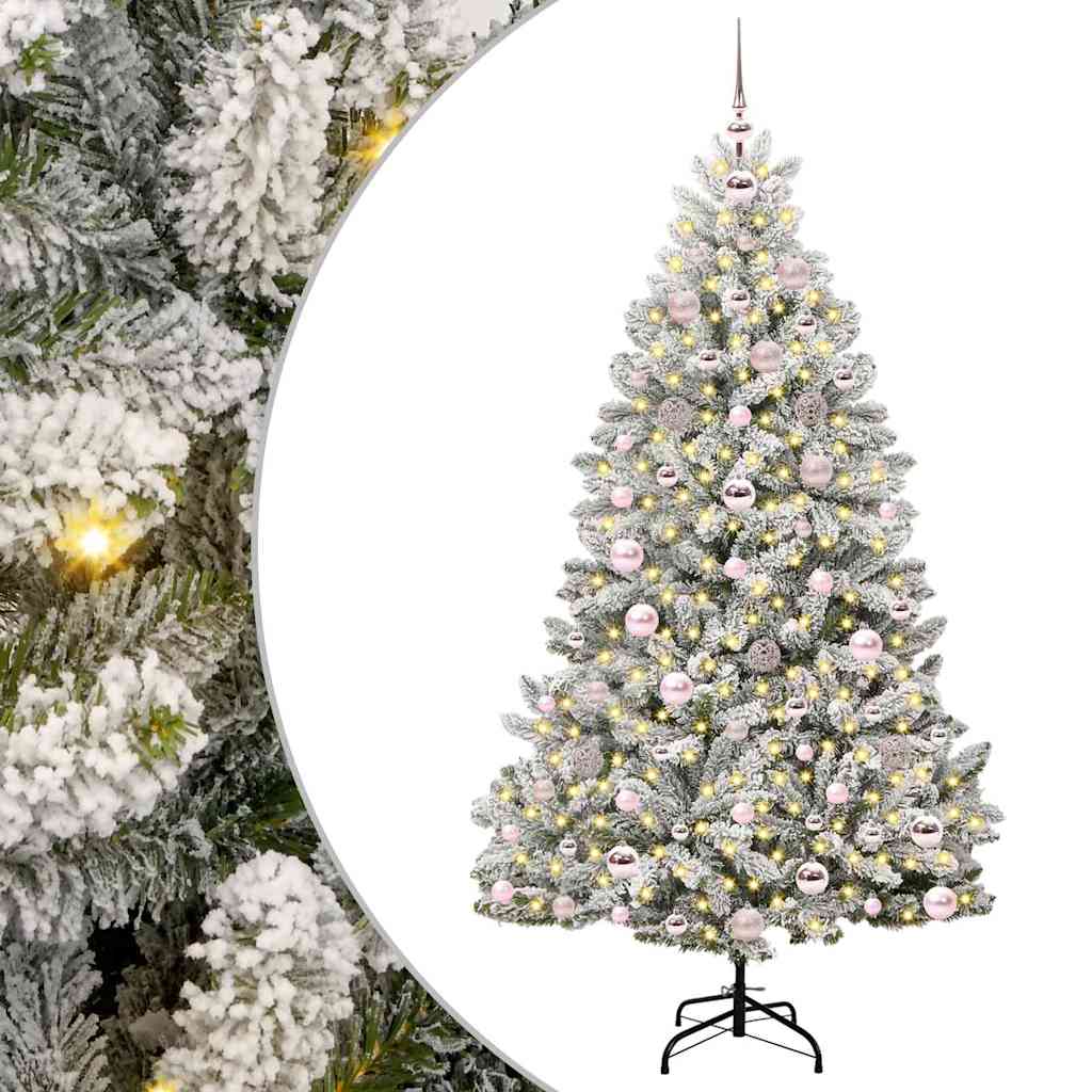 Künstlicher Weihnachtsbaum Grün und Weiß 180 cm PVC und Metall