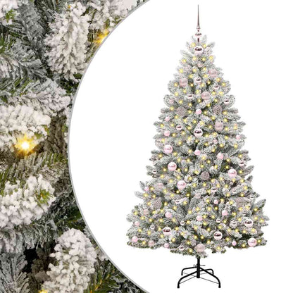 Künstlicher Weihnachtsbaum Grün und Weiß 180 cm PVC und Metall