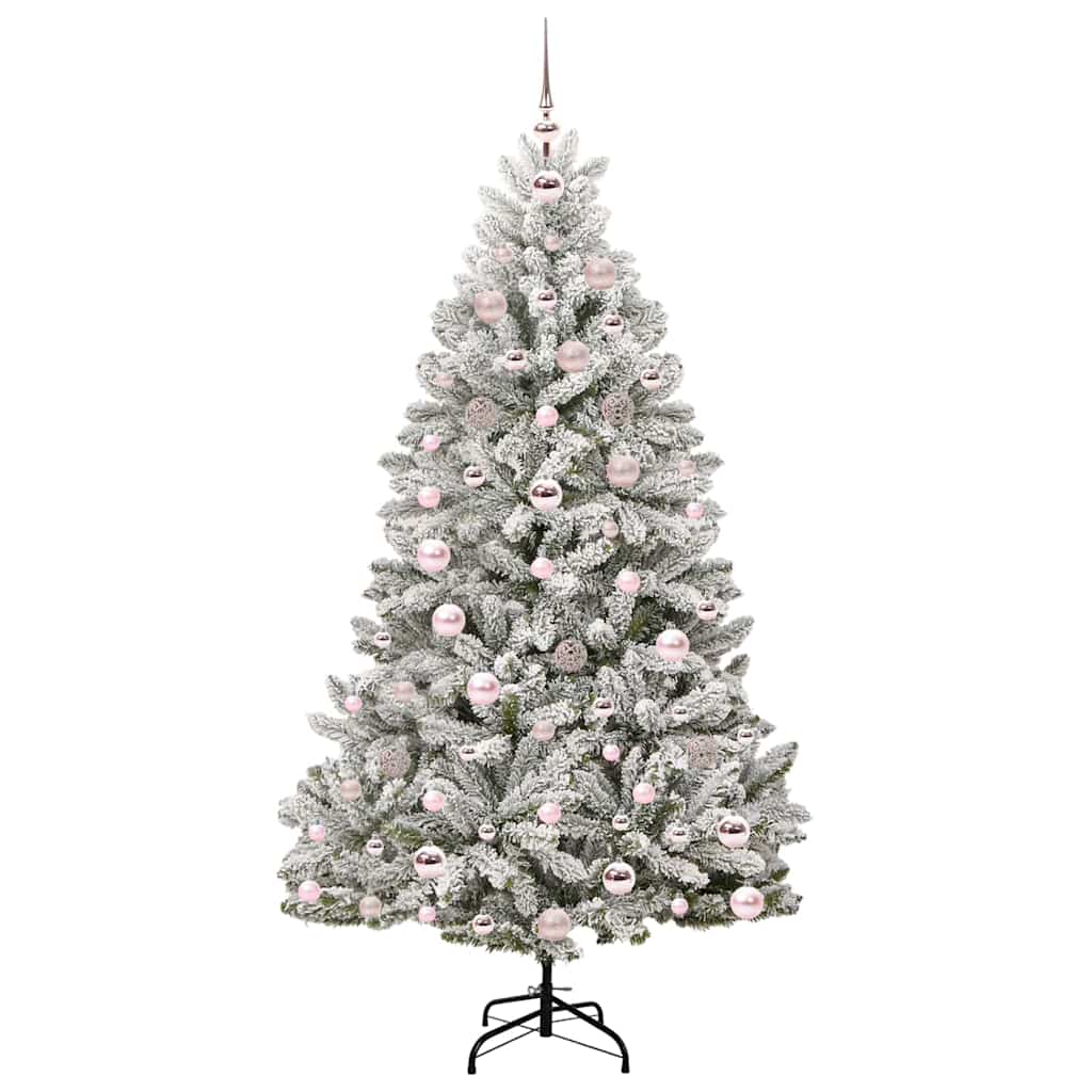Künstlicher Weihnachtsbaum Grün und Weiß 180 cm PVC und Metall