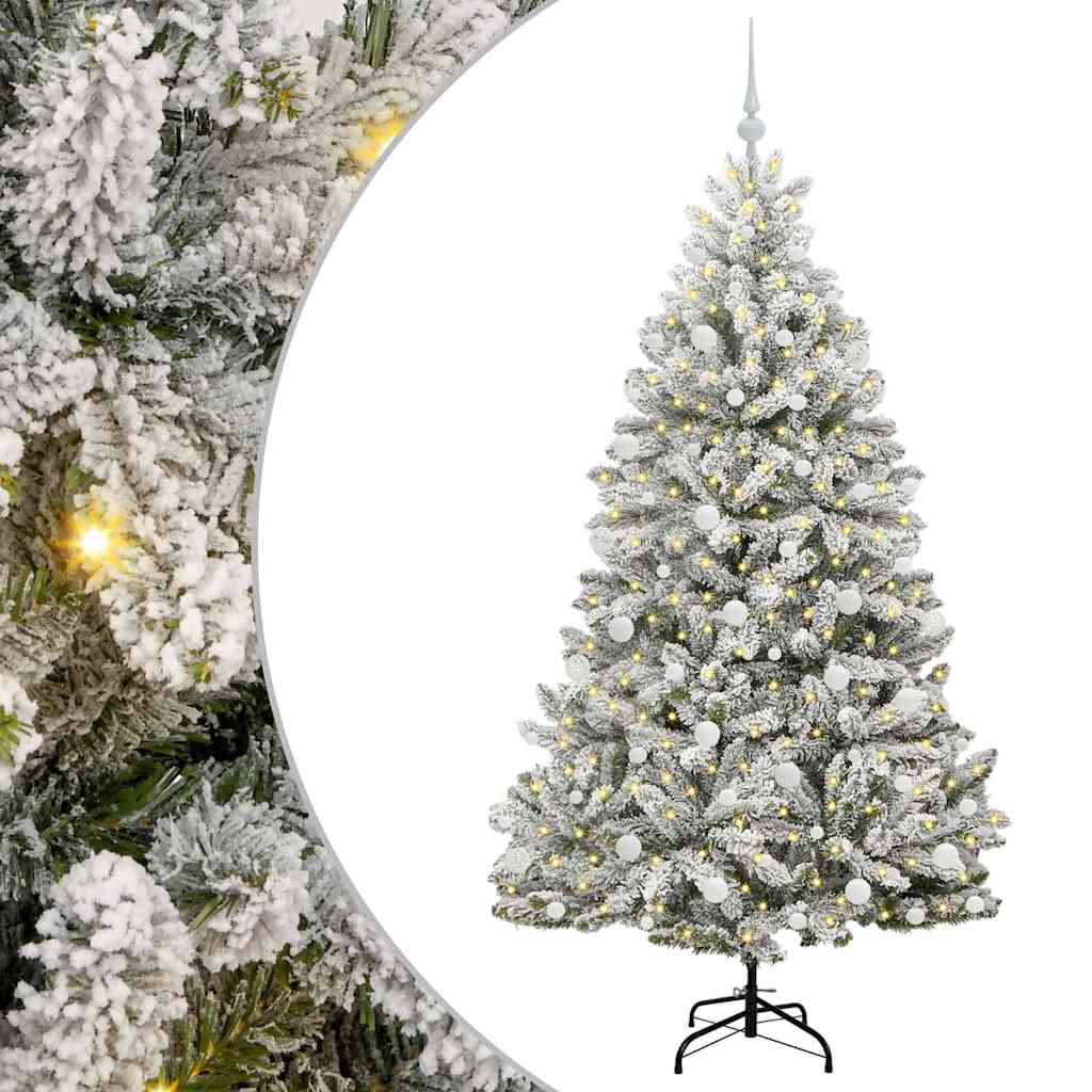 Künstlicher Weihnachtsbaum Grün und Weiß 180 cm PVC und Metall
