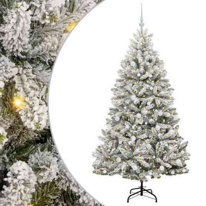 Künstlicher Weihnachtsbaum Grün und Weiß 180 cm PVC und Metall