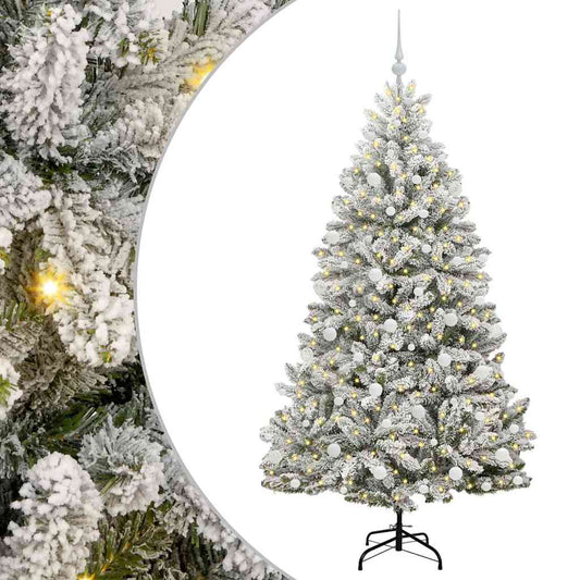 Künstlicher Weihnachtsbaum Grün und Weiß 180 cm PVC und Metall