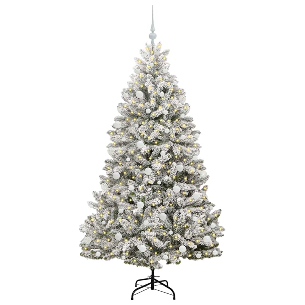 Künstlicher Weihnachtsbaum Grün und Weiß 180 cm PVC und Metall