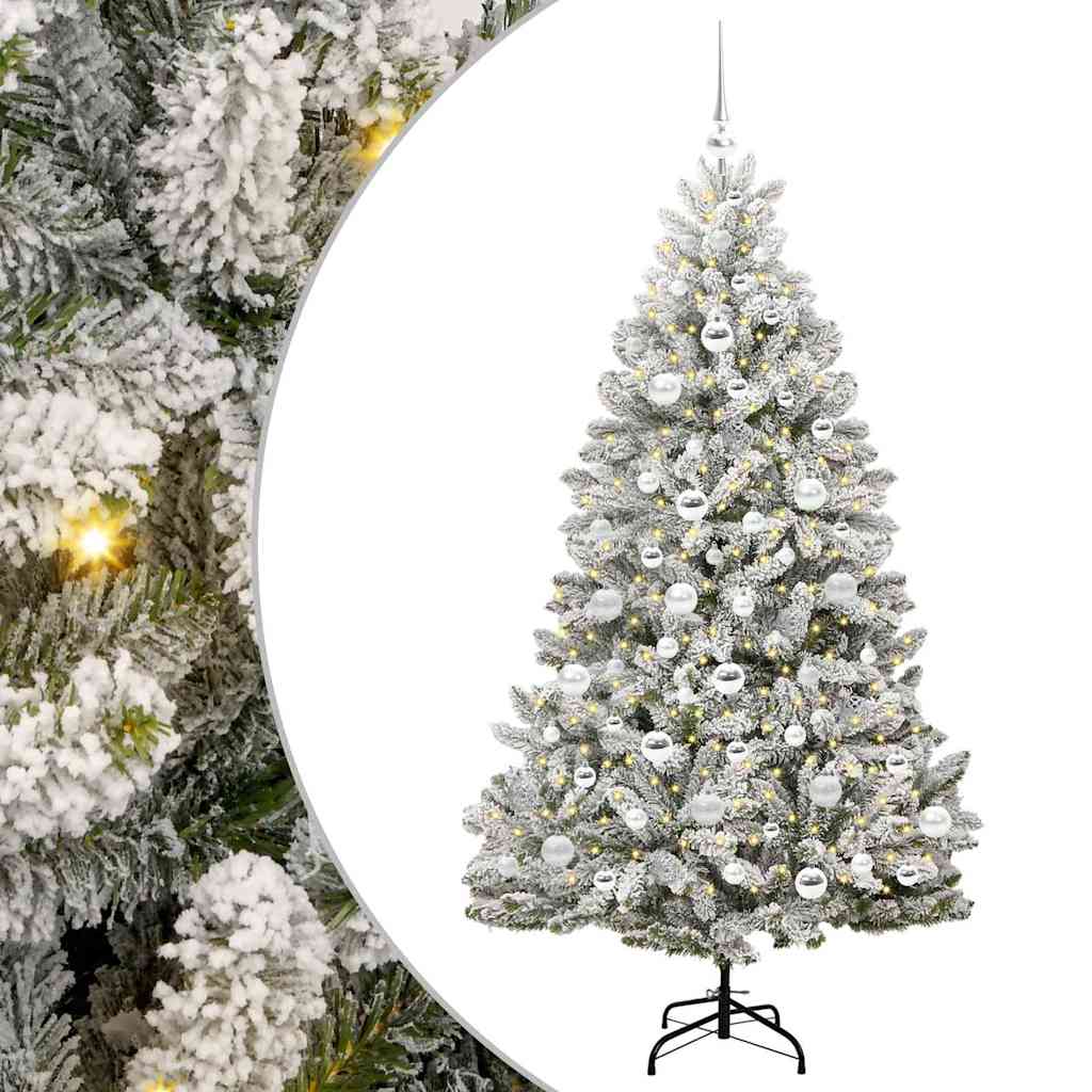 Künstlicher Weihnachtsbaum Grün und Weiß 180 cm PVC und Metall