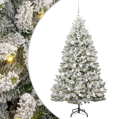 Künstlicher Weihnachtsbaum Grün und Weiß 180 cm PVC und Metall