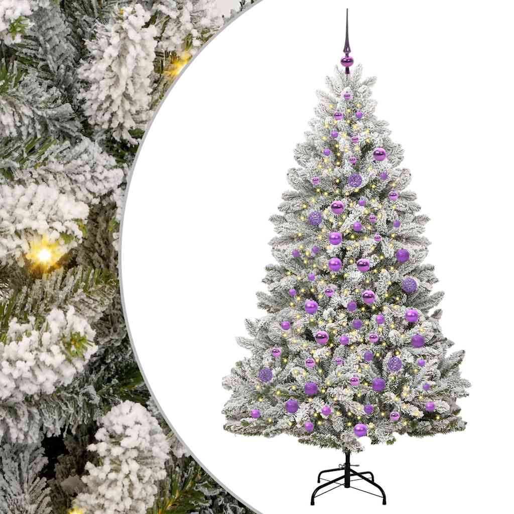 Künstlicher Weihnachtsbaum Grün und Weiß 180 cm PVC und Metall