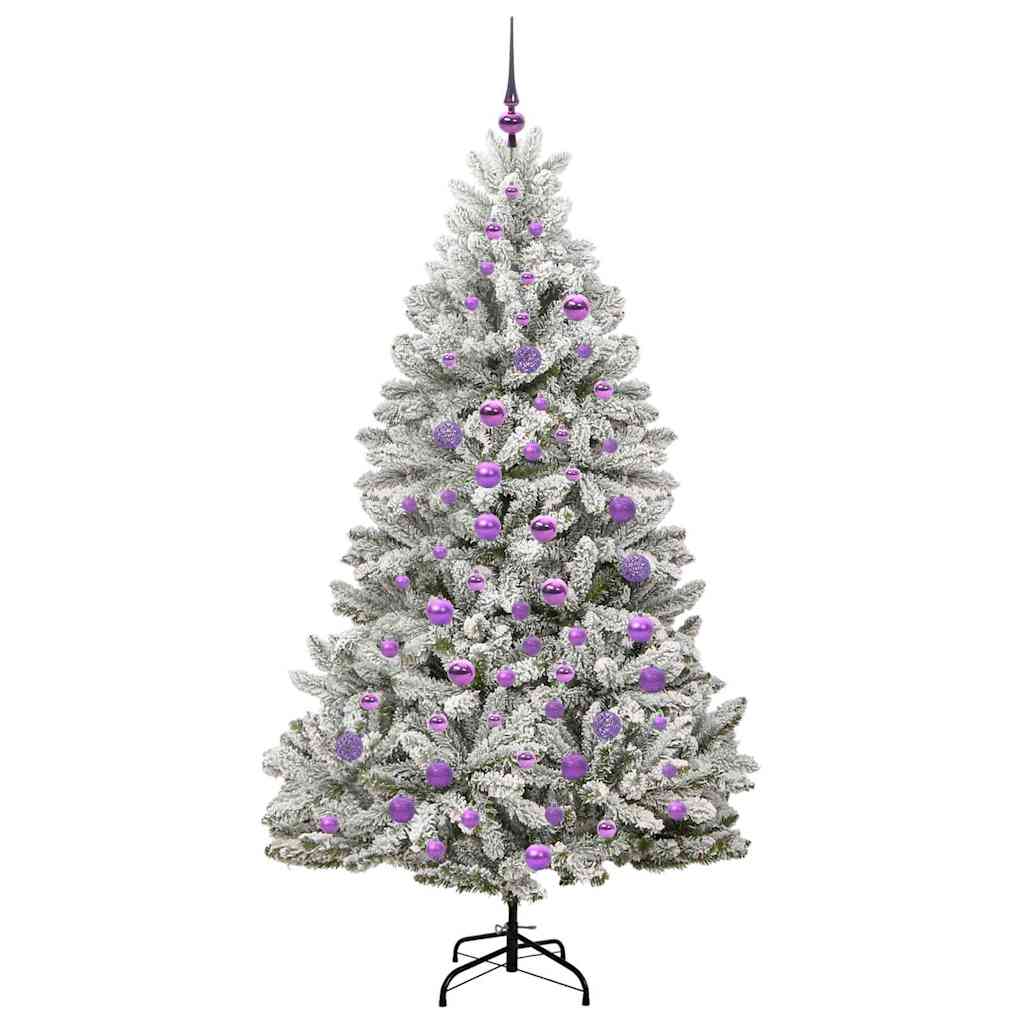 Künstlicher Weihnachtsbaum Grün und Weiß 180 cm PVC und Metall