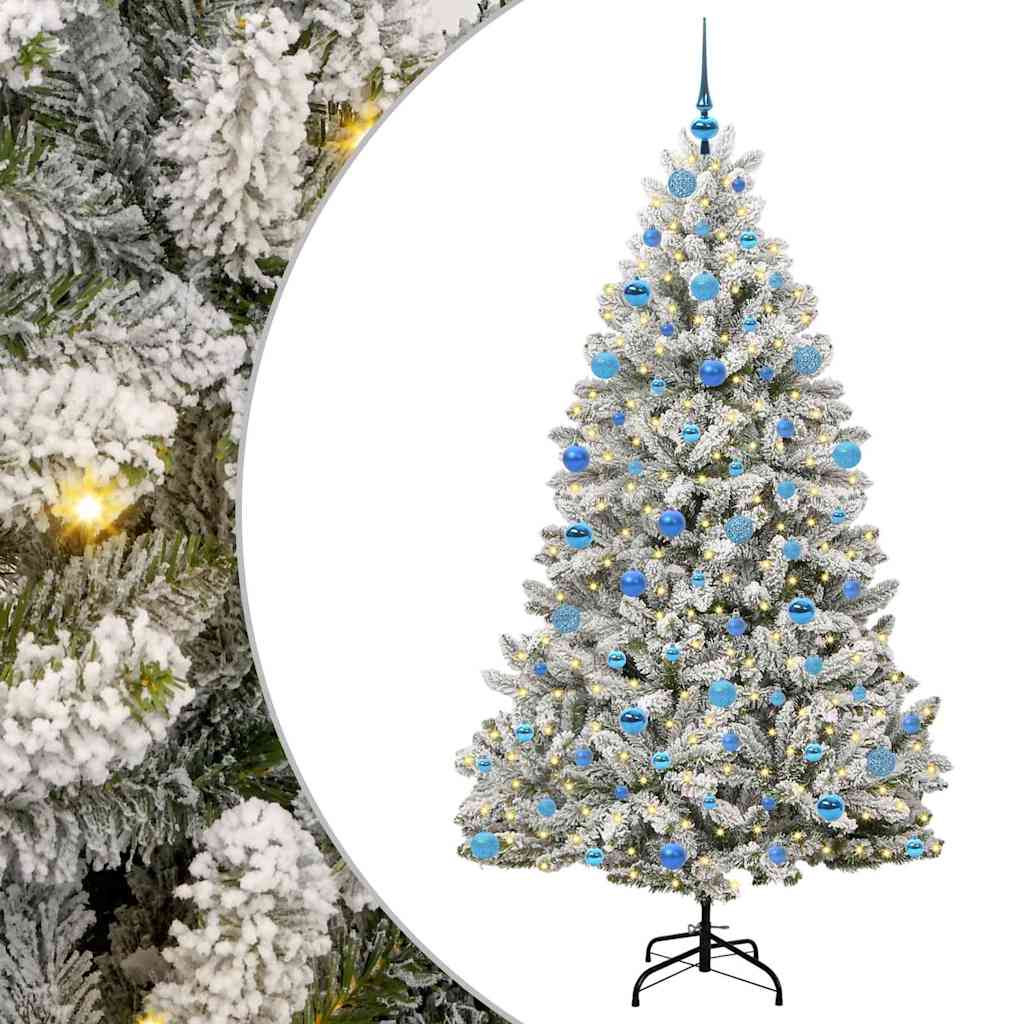 Künstlicher Weihnachtsbaum Grün und Weiß 180 cm PVC und Metall