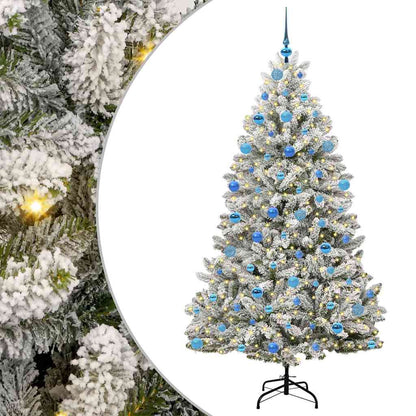 Künstlicher Weihnachtsbaum Grün und Weiß 180 cm PVC und Metall