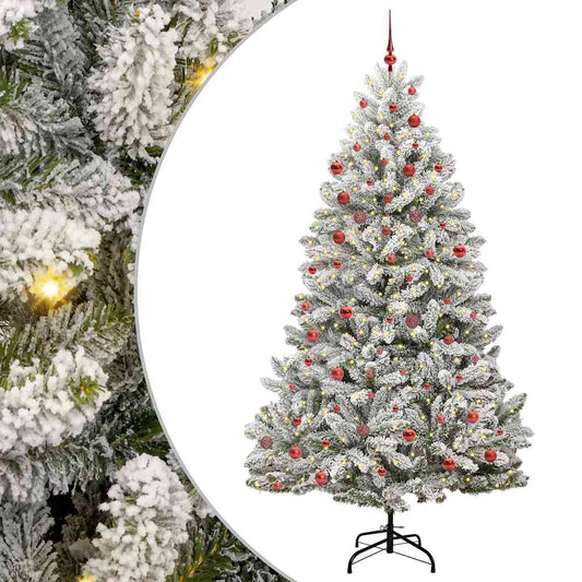 Künstlicher Weihnachtsbaum Grün und Weiß 210 cm PVC und Metall