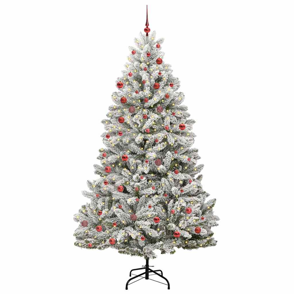 Künstlicher Weihnachtsbaum Grün und Weiß 210 cm PVC und Metall