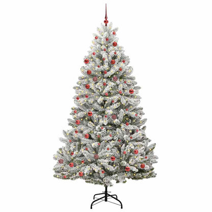 Künstlicher Weihnachtsbaum Grün und Weiß 210 cm PVC und Metall