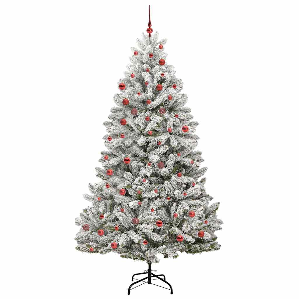 Künstlicher Weihnachtsbaum Grün und Weiß 210 cm PVC und Metall