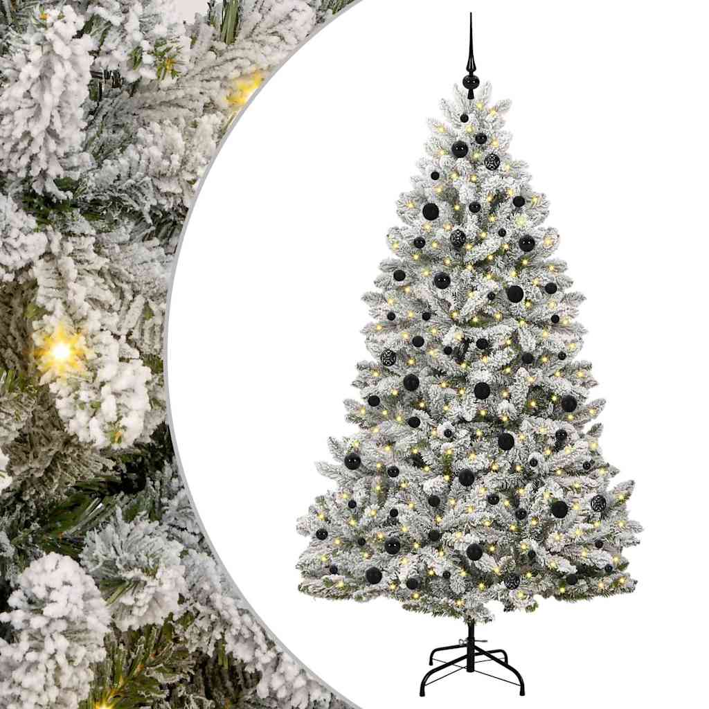Künstlicher Weihnachtsbaum Grün und Weiß 210 cm PVC und Metall