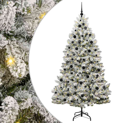 Künstlicher Weihnachtsbaum Grün und Weiß 210 cm PVC und Metall