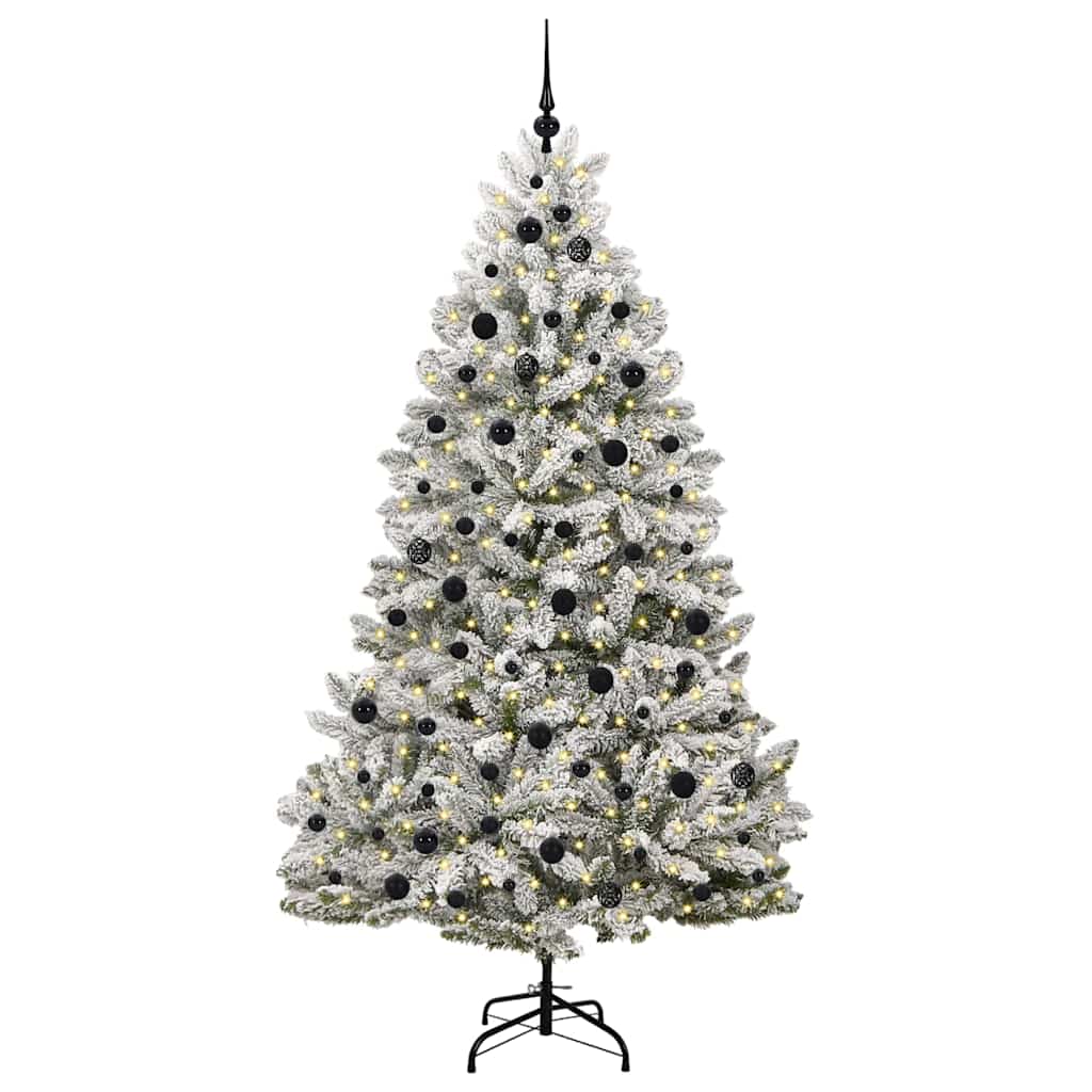 Künstlicher Weihnachtsbaum Grün und Weiß 210 cm PVC und Metall