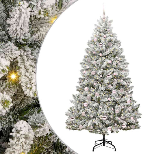 Künstlicher Weihnachtsbaum Grün und Weiß 210 cm PVC und Metall