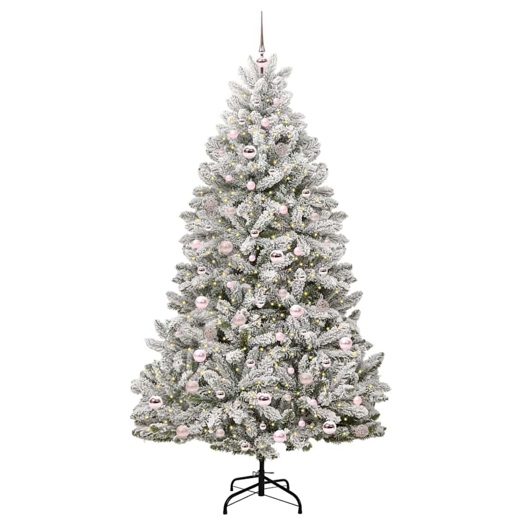 Künstlicher Weihnachtsbaum Grün und Weiß 210 cm PVC und Metall