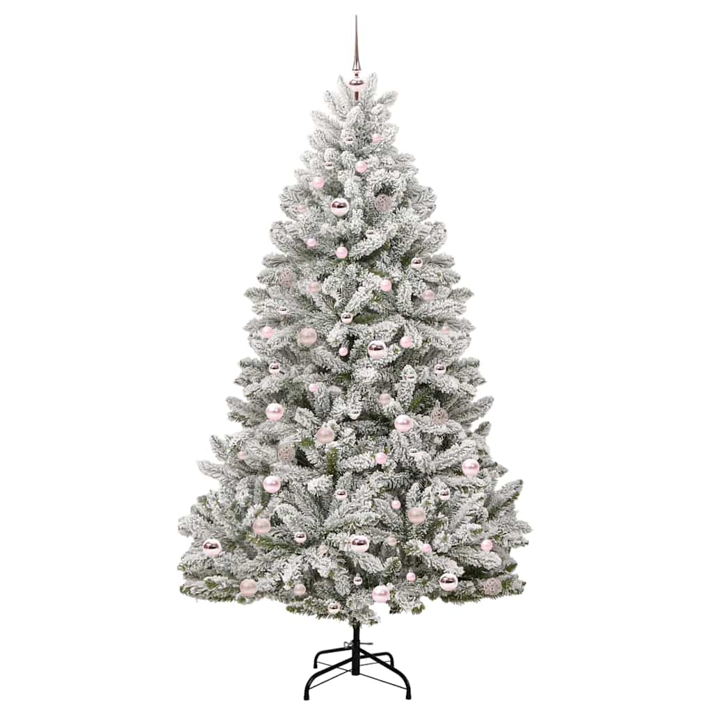 Künstlicher Weihnachtsbaum Grün und Weiß 210 cm PVC und Metall