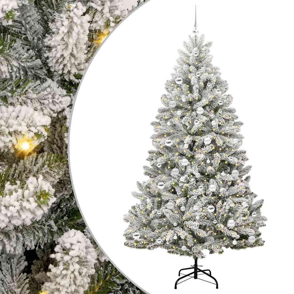 Künstlicher Weihnachtsbaum Grün und Weiß 210 cm PVC und Metall