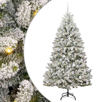 Künstlicher Weihnachtsbaum Grün und Weiß 210 cm PVC und Metall