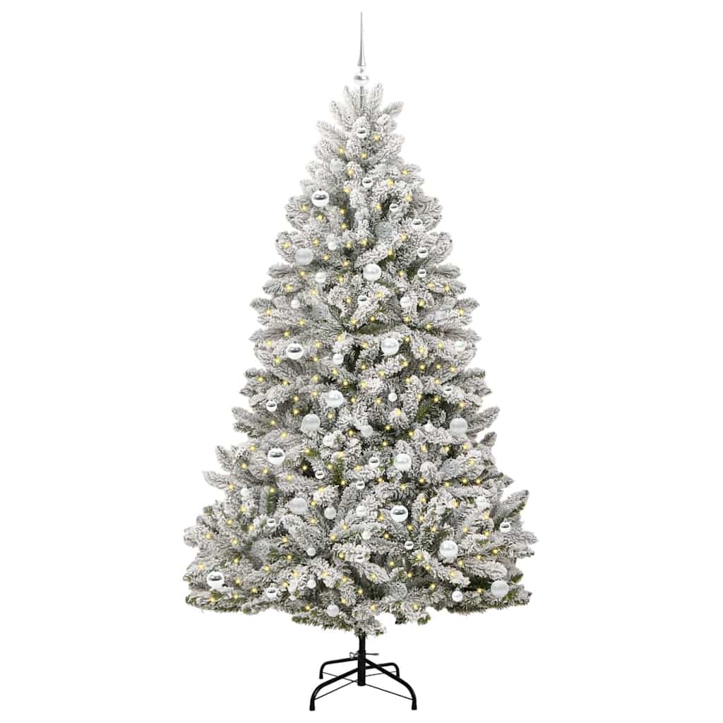 Künstlicher Weihnachtsbaum Grün und Weiß 210 cm PVC und Metall