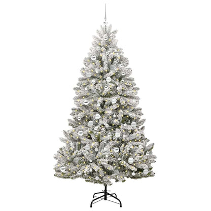 Künstlicher Weihnachtsbaum Grün und Weiß 210 cm PVC und Metall