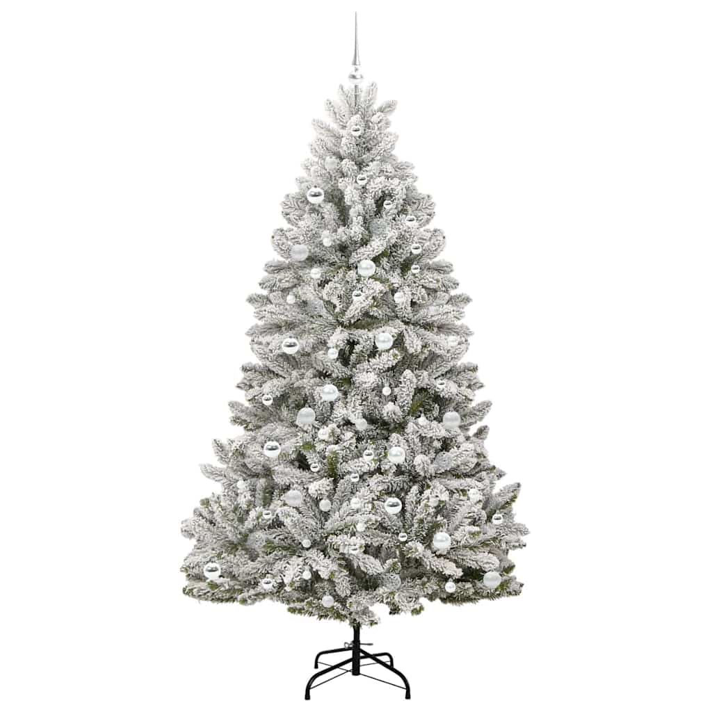 Künstlicher Weihnachtsbaum Grün und Weiß 210 cm PVC und Metall