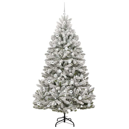 Künstlicher Weihnachtsbaum Grün und Weiß 210 cm PVC und Metall